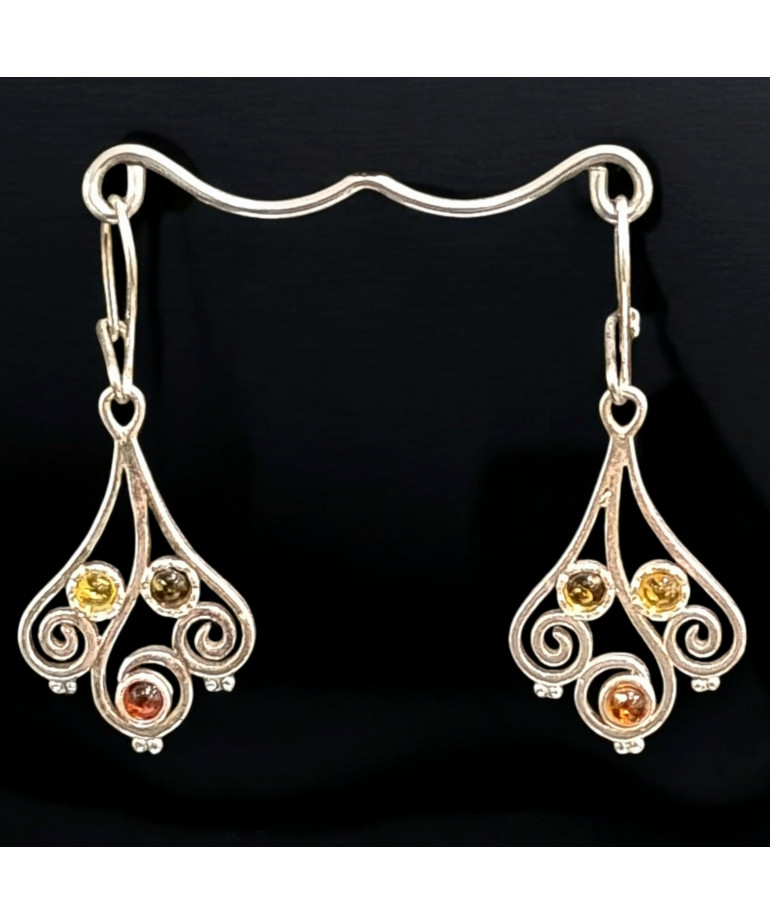 Boucles Ambre trois couleurs Argent 925