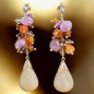 Boucles Nacre Madreperle Améthyste Citrine Œil de tigre Argent 925