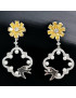 Boucles Zirconium Fleur et Perles avec Hirondelles