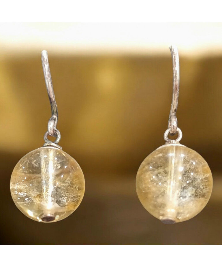 Boucles Citrine Boules Argent 925
