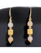 Boucles Agate de feu et Zirconium Plaqué or (s)