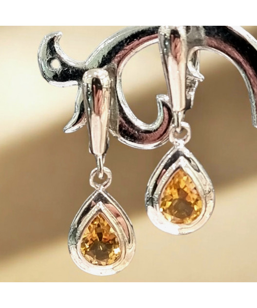 Boucles Citrine Gouttes facettées Argent 925
