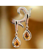 Boucles Citrine Gouttes facettées Argent 925