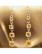Boucles Citrine carrées facettées Argent 925