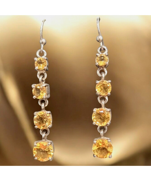 Boucles Citrine carrées facettées Argent 925