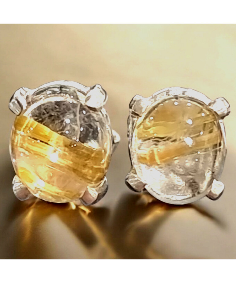 Boucles Quartz Rutile Cheveux d'ange Argent 925