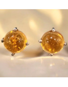 Boucles Citrine Rondes Argent 925
