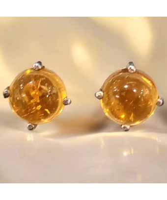 Boucles Citrine Rondes Argent 925