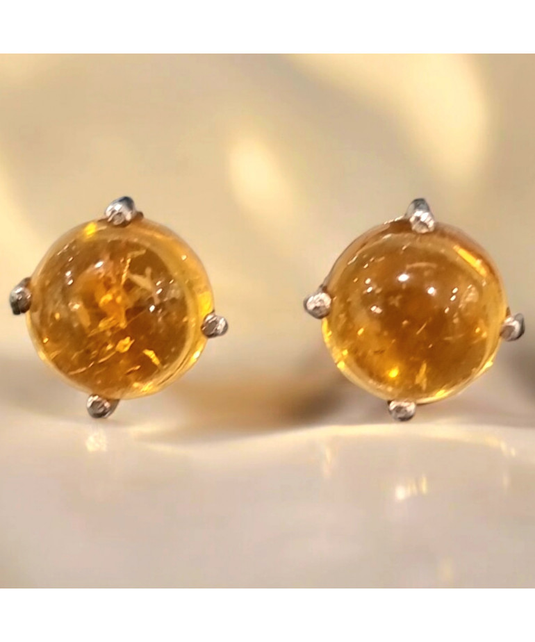 Boucles Citrine Rondes Argent 925