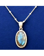 Pendentif Labradorite Ovale Argent 925 avec chaîne