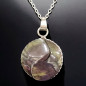 Pendentif Obsidienne à nuances mauve et verte Yin & Yang avec chaîne