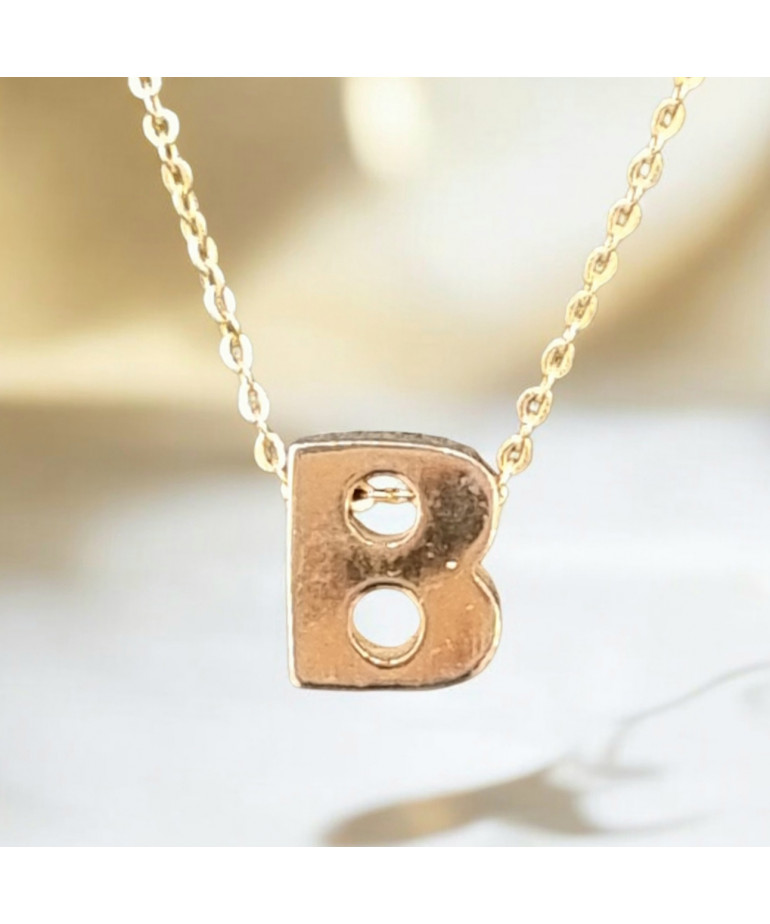 Pendentif lettre B avec chaîne plaqué or (s)
