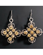 Boucles Citrine facettée Fleur Argent 925 (s)