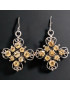 Boucles Citrine facettée Fleur Argent 925 (s)