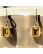 Boucles Béryl Héliodor Carrées Argent 925 (s)