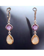 Boucles Améthyste et Citrine facettées Argent 925