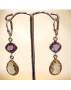 Boucles Améthyste et Citrine facettées Argent 925
