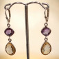 Boucles Améthyste et Citrine facettées Argent 925