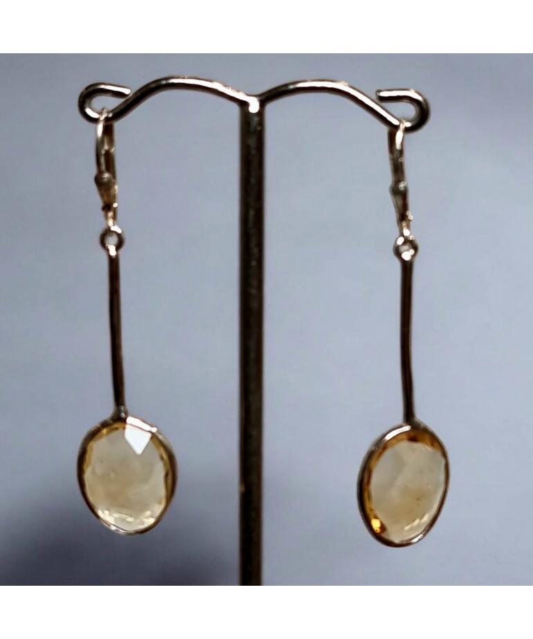 Boucles Citrine facettées Argent 925 (s)