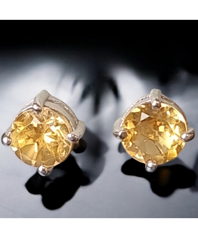 Boucles Citrine Rondes facettées Argent 925 (s)