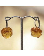 Boucles Citrine Fleurs Argent 925 (s)
