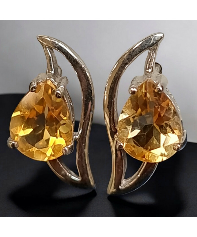 Boucles Citrine Gouttes facettées Argent 925 (s)