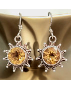 Boucles Citrine Soleil facettées Argent 925 (s)