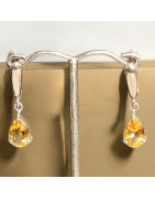 Boucles Citrine Gouttes facettées Argent 925 (s)