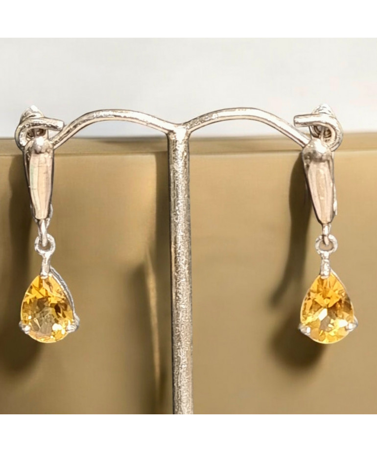 Boucles Citrine Gouttes facettées Argent 925 (s)