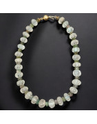 Collier Aigue marine Tourmaline verte et indigolite facettées fermoir plaqué or (s)