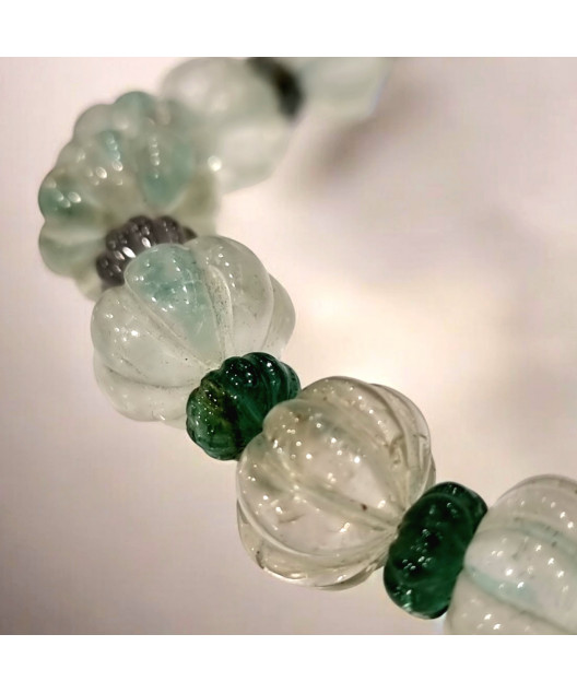 Collier Aigue marine Tourmaline verte et indigolite facettées fermoir plaqué or (s)