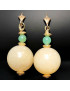 Boucles Calcite jaune Boules et Chrysoprase Plaquées or (s)