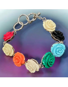 Bracelet Bakélite Roses multicolores Acier inox (s)