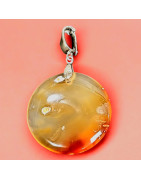 Pendentif Cornaline Rond avec bélière (s)