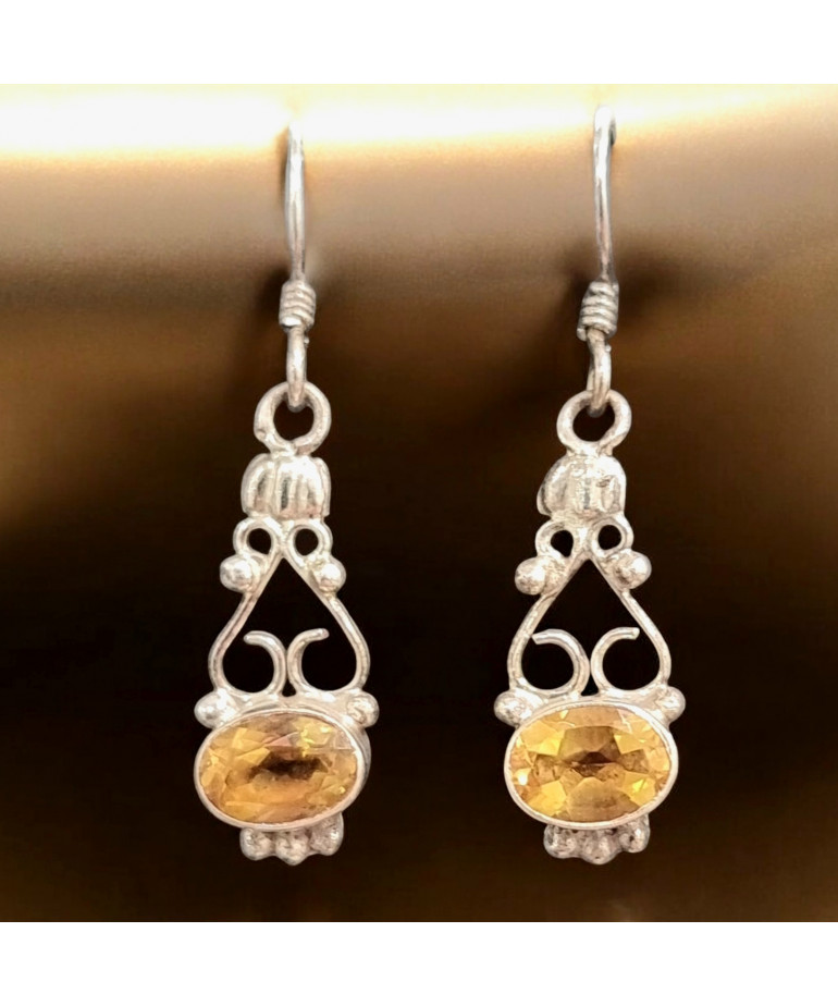 Boucles Citrine facettée Ovale Argent 925 (s)