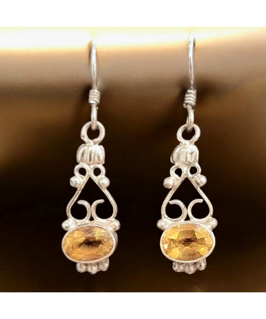 Boucles Citrine facettée Ovale Argent 925 (s)