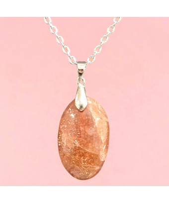 Pendentif Pierre de soleil Ovale sur chaîne (s)