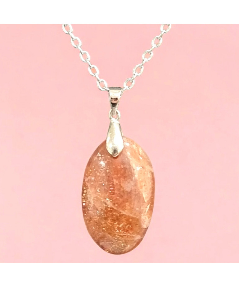 Pendentif Pierre de soleil Ovale sur chaîne (s)