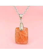 Pendentif Pierre de soleil Rectangle sur chaîne (s)
