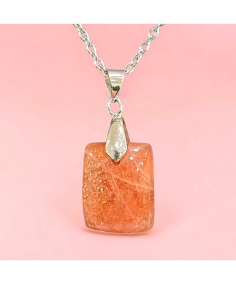 Pendentif Pierre de soleil Rectangle sur chaîne (s)