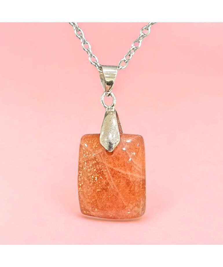Pendentif Pierre de soleil Rectangle sur chaîne (s)