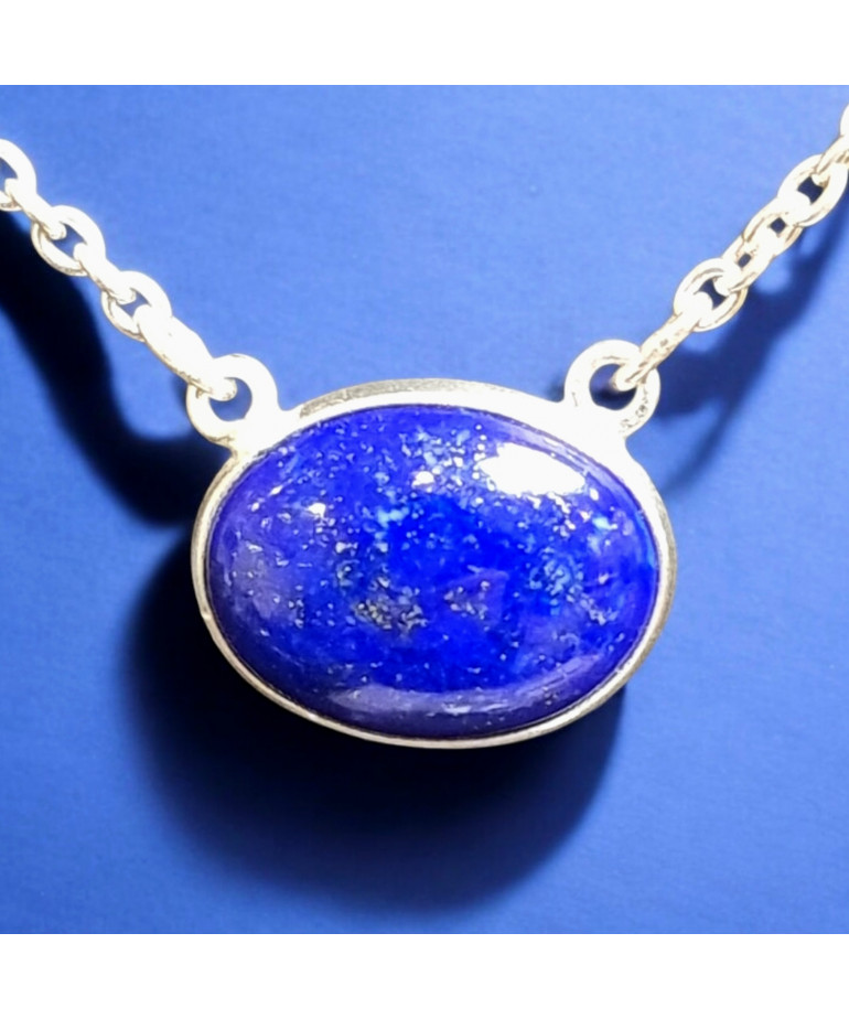 Pendentif Lapis-lazuli Ovale Argent 925 sur chaîne (s)