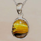 Pendentif Œil de tigre Ovale Argent 925 avec chaîne (s)