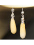 Boucles Calcite jaune et Cristal de roche Acier inox (s)