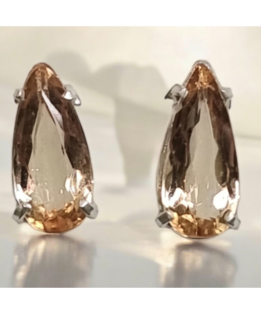 Boucles Topaze Impériale facettée Argent 925 (s)
