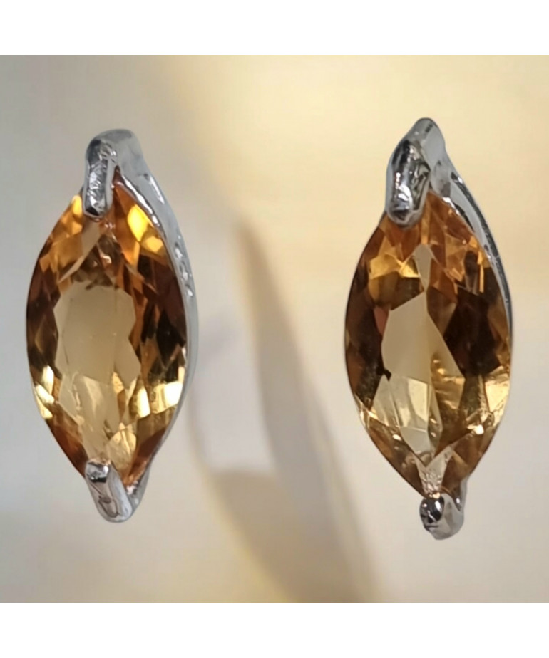 Boucles Citrine Ovale facettées Argent 925 (s)