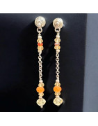 Boucles Citrine Ovale facettées et Agate de feu Argent 925 (s)