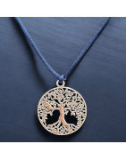Pendentif Arbre de vie Métal argenté diam 3cm sur cordon réglable (s)