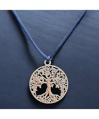 Pendentif Arbre de vie Métal argenté diam 3cm sur cordon réglable (s)