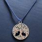 Pendentif Arbre de vie Métal argenté diam 3cm sur cordon réglable (s)